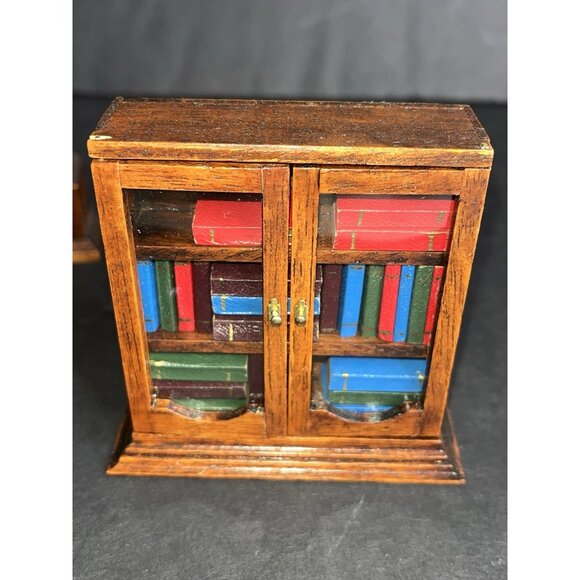 Vtg 4 Pc House of Miniatures Doll Furniture Dated Desk Dresser Bookshelf Clock - Picture 13 of 16